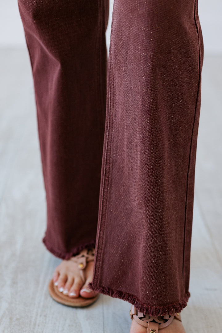RISEN: LUREX CHOCOLATE MIDRISE ANKLE JEAN