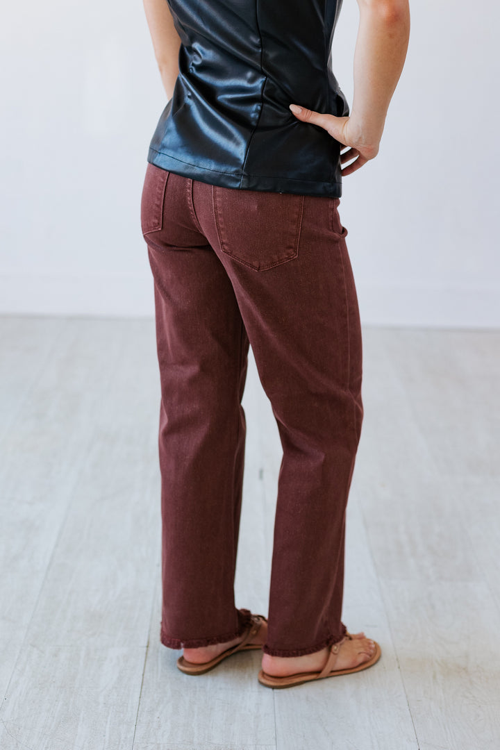 RISEN: LUREX CHOCOLATE MIDRISE ANKLE JEAN