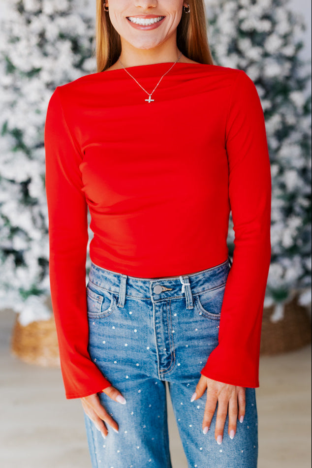 RUBY RED SLIM RUCHED TOP