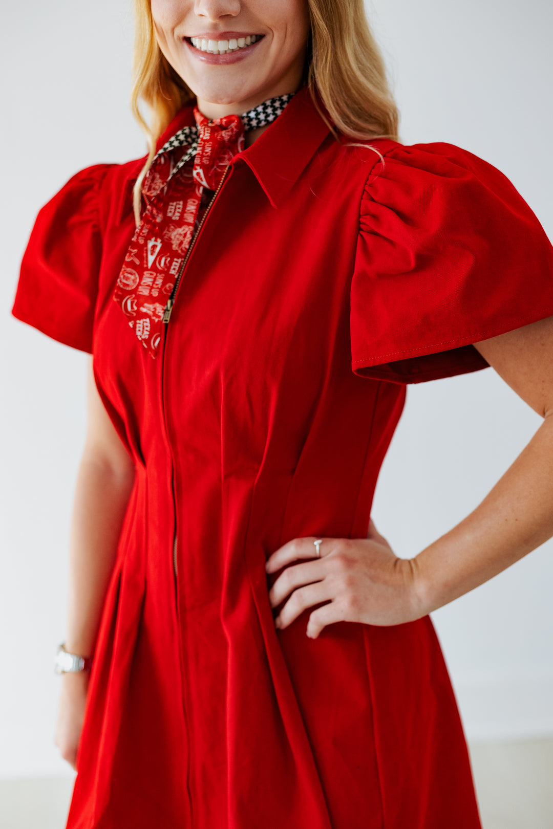 CRIMSON UTILITY ZIP UP MINI DRESS