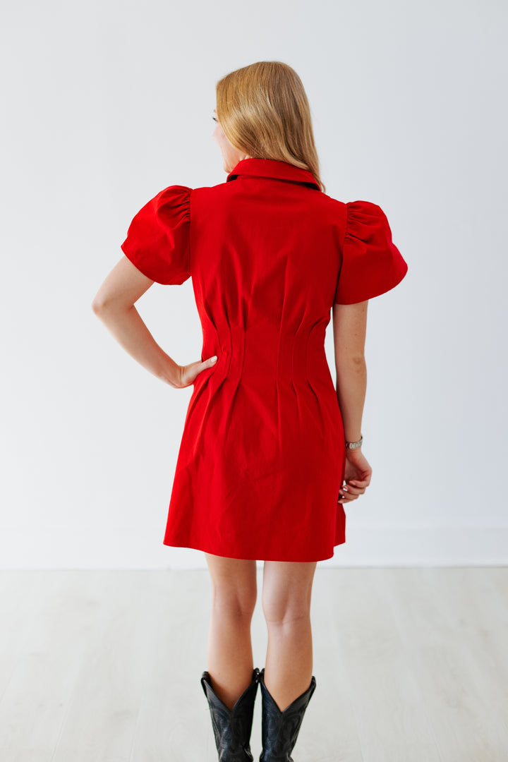 CRIMSON UTILITY ZIP UP MINI DRESS