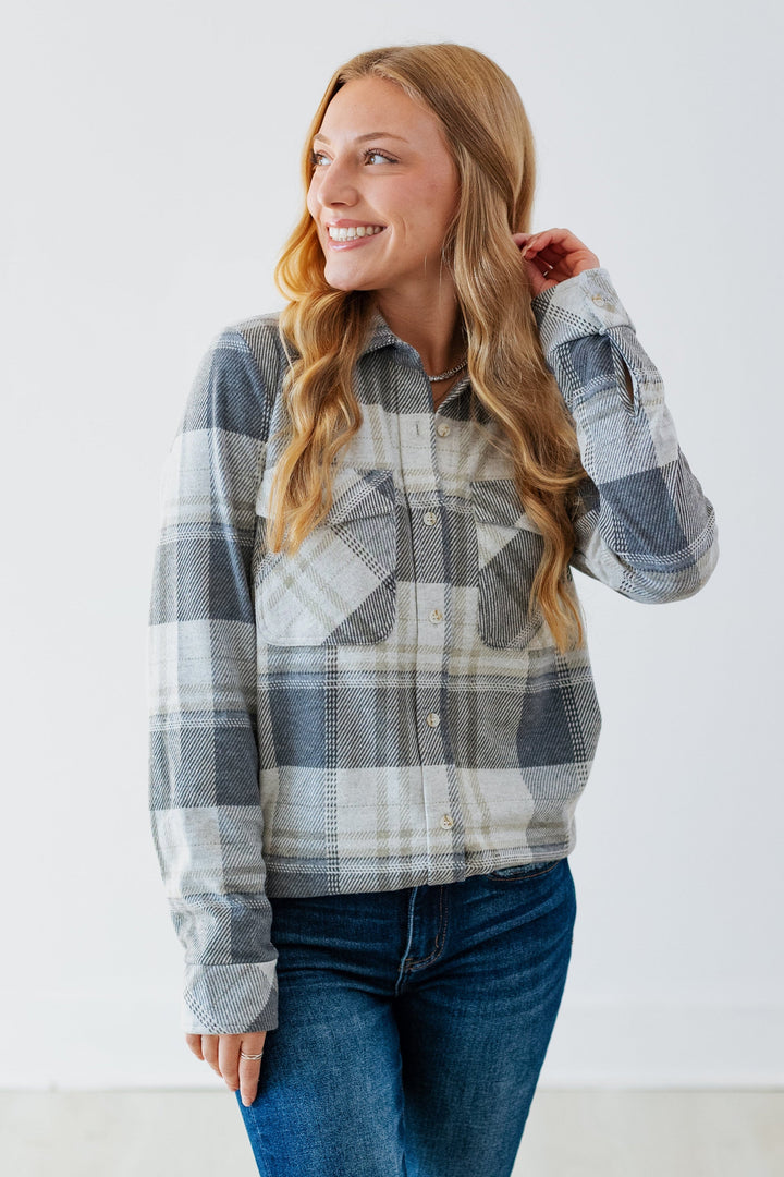 THREAD & SUPPLY: CASSIAN BUTTON UP SHIRT- GREY PLAID