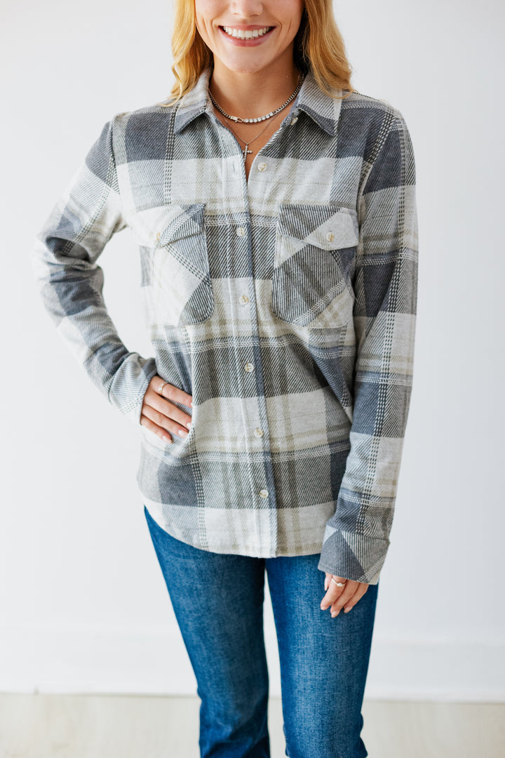 THREAD & SUPPLY: CASSIAN BUTTON UP SHIRT- GREY PLAID