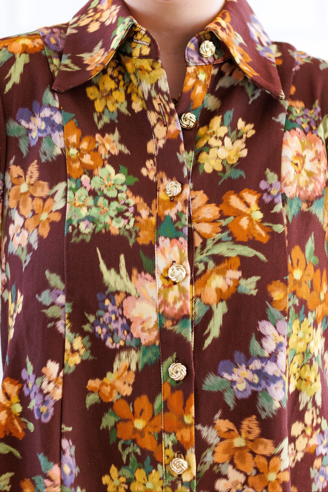 PLUM FLORAL DENIM DRESS