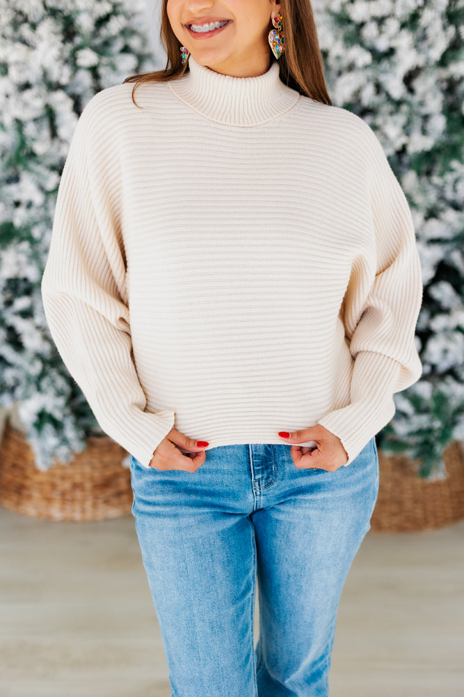 GOLD BUTTON SLEEVE SWEATER- CREAM