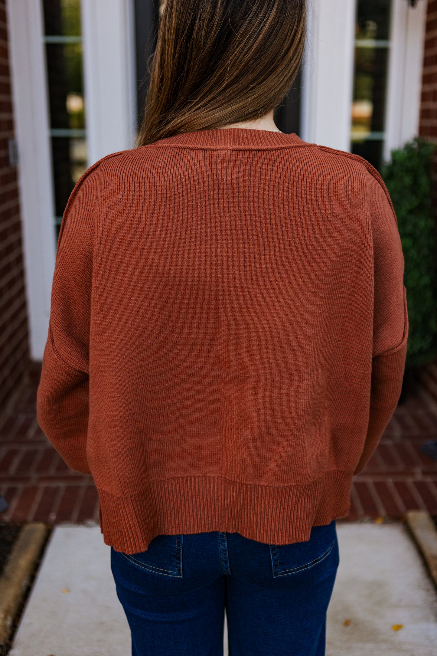 HOLLY RELAXED CROP SWEATER BRICK