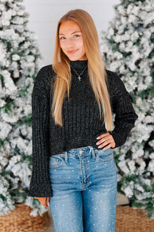 SILVER SHIMMER- ALL NIGHT PULLOVER LONGSLEEVE TOP