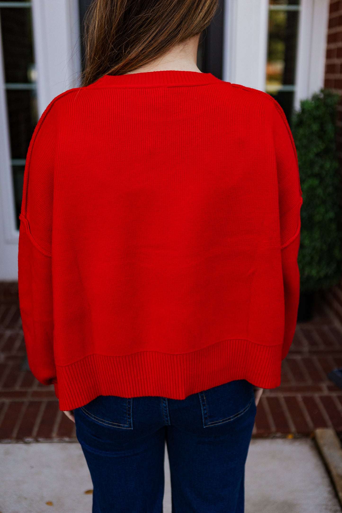 HOLLY RELAXED CROP SWEATER RED