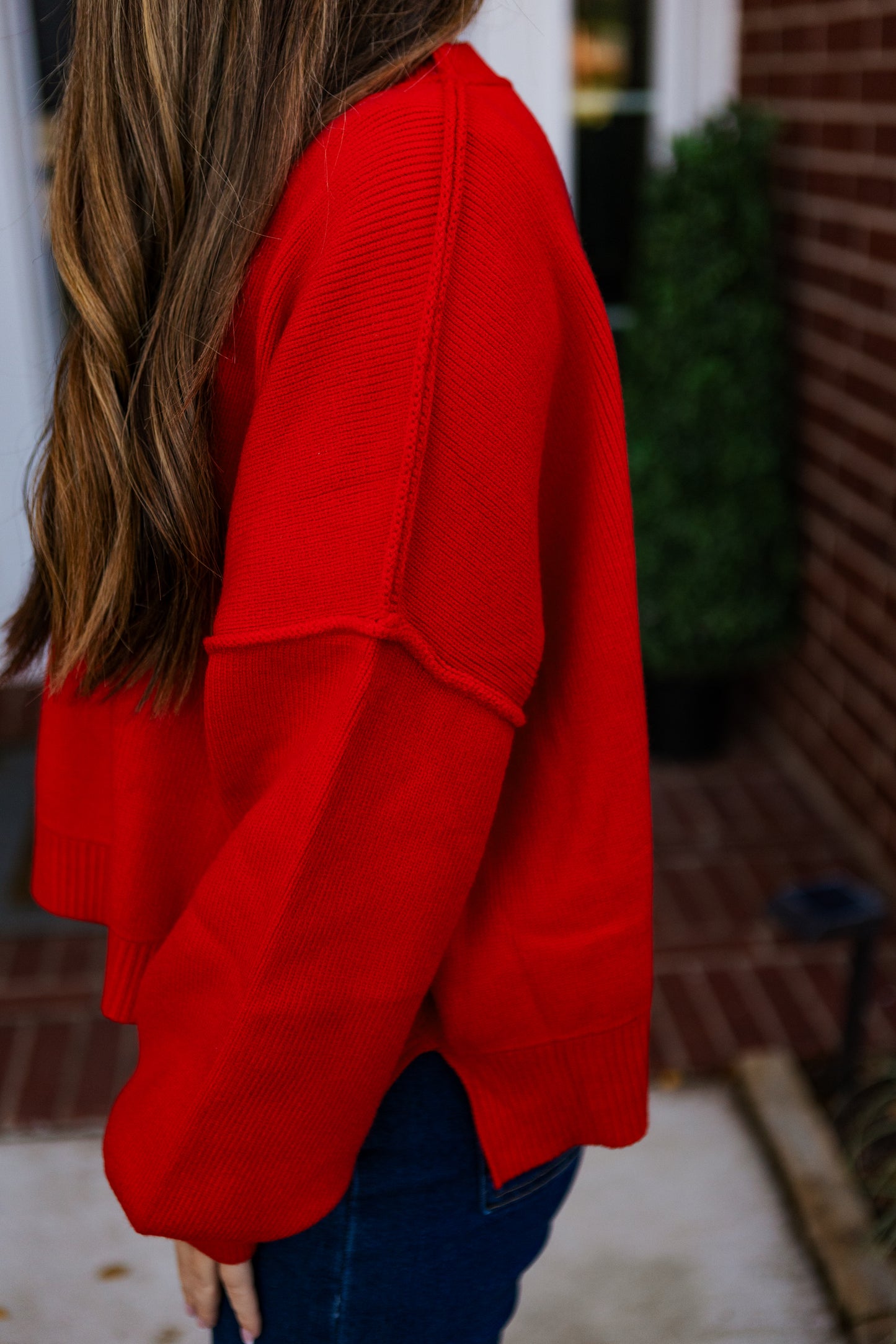 HOLLY RELAXED CROP SWEATER RED