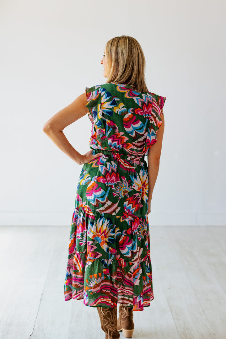 GREEN FLORALS MAXI DRESS