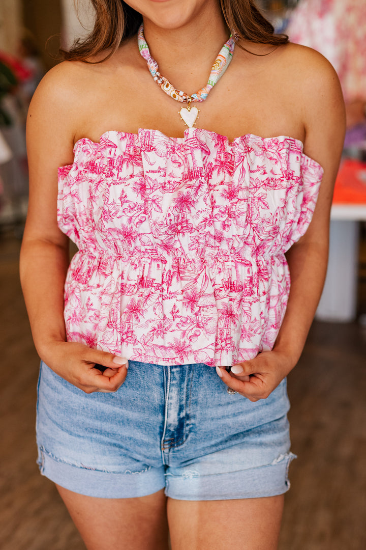 PINK MAGNOLIA RUFFLE TOP