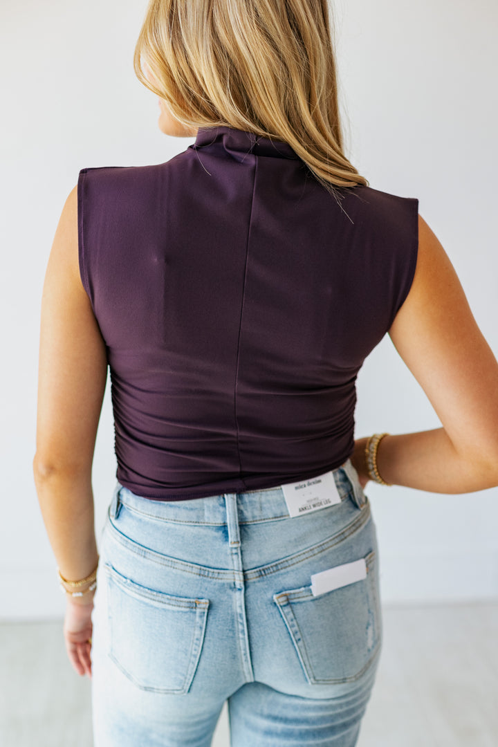 PURPLE PLUM MOCK NECK TOP