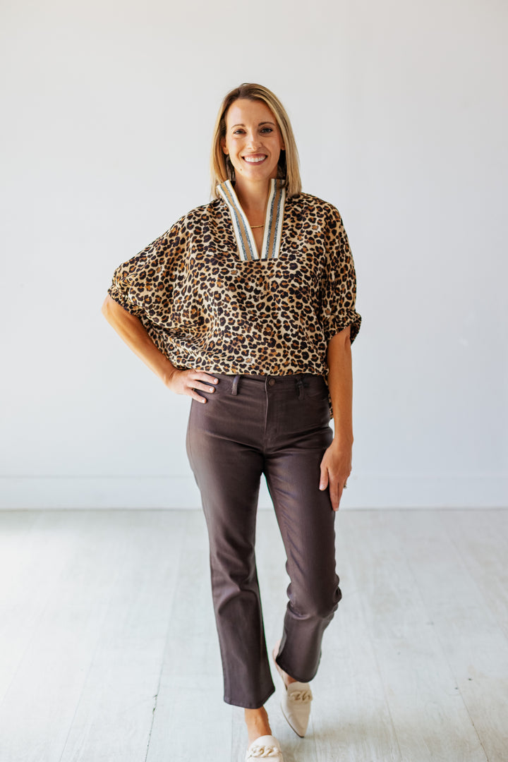 ESPRESSO COATED CROP BOOTCUT JEAN