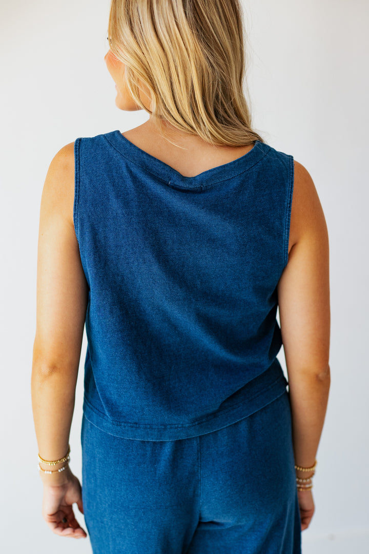 Z SUPPLY: SOLACE V-NECK JERSEY TOP- INDIGO