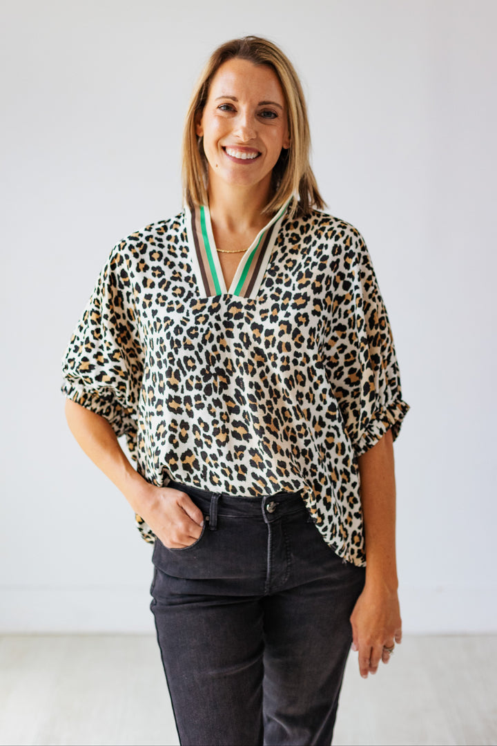 STEPH LEOPARD HIGHNECK BLOUSE