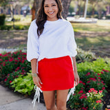 Red Sideline Side Tie Skirt