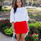 Red Sideline Side Tie Skirt