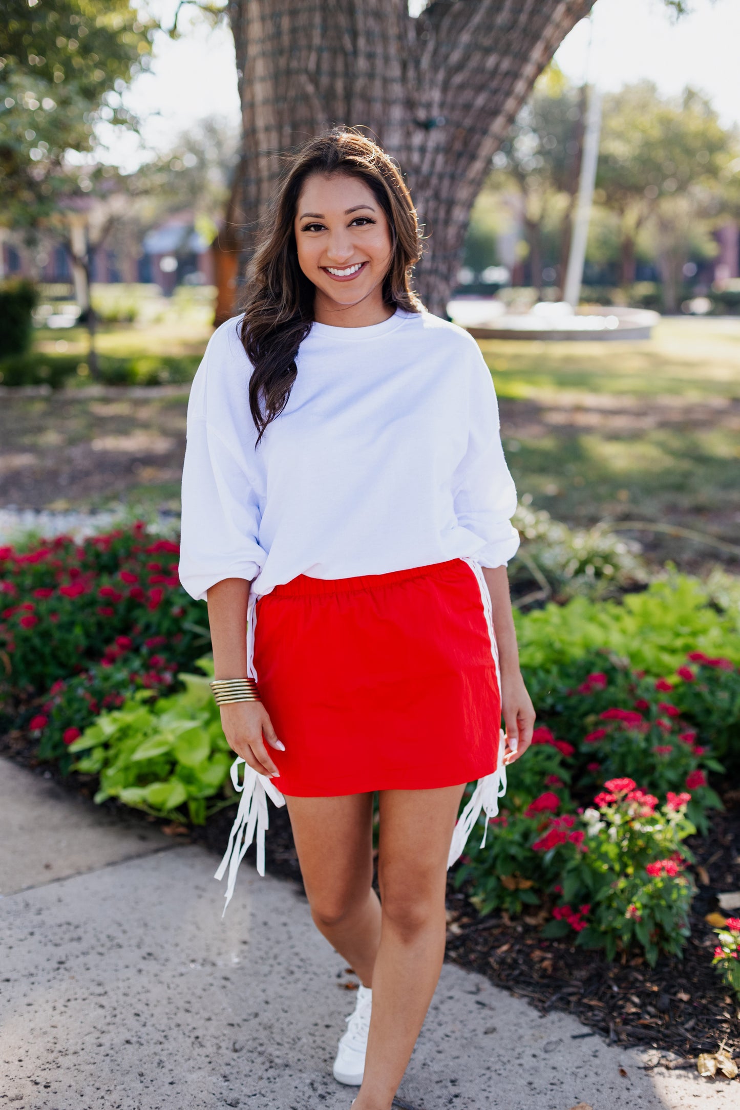 Red Sideline Side Tie Skirt