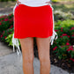 Red Sideline Side Tie Skirt