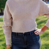 Oatmeal Turtleneck Crop Sweater