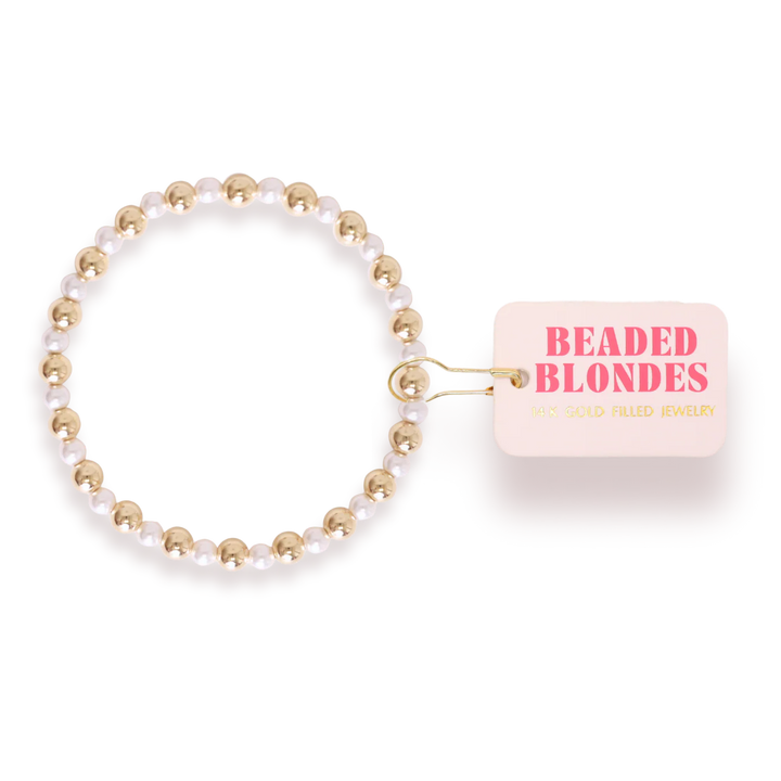 BEADED BLONDES: ANNA PEARL BRACELET- GOLD