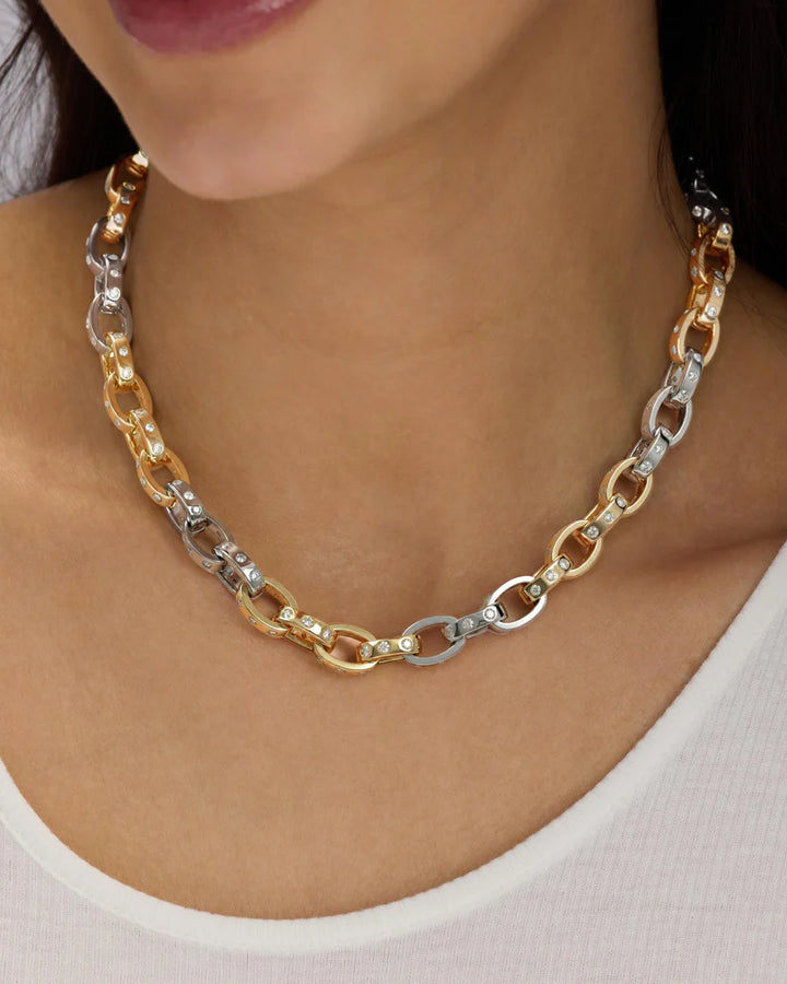 MELINDA MARIA: ASHLEY CHAIN LINK NECKLACE- MIXED METAL