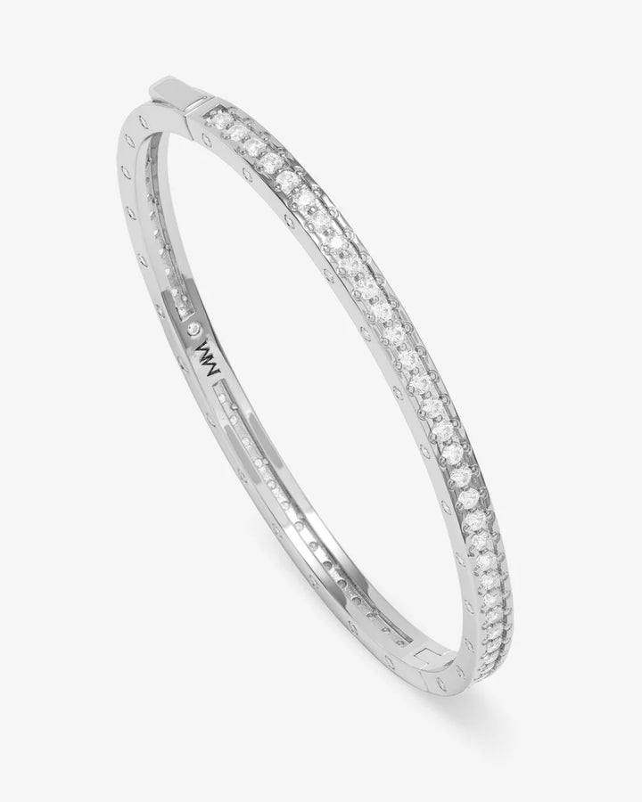 MELINDA MARIA: ASHLEY PAVE CUFF 4MM- SILVER