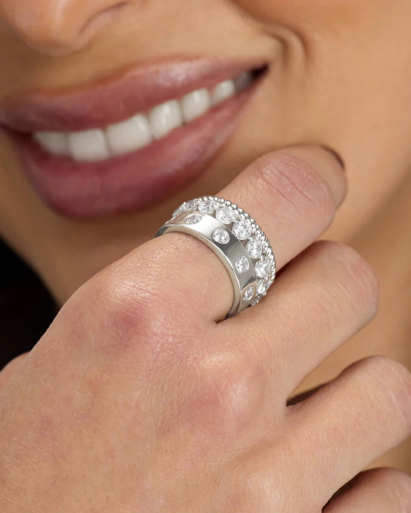 MELINDA MARIA: ASHLEY VENICE RING- SILVER