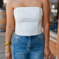 FAUX LEATHER TUBE TOP / WHITE