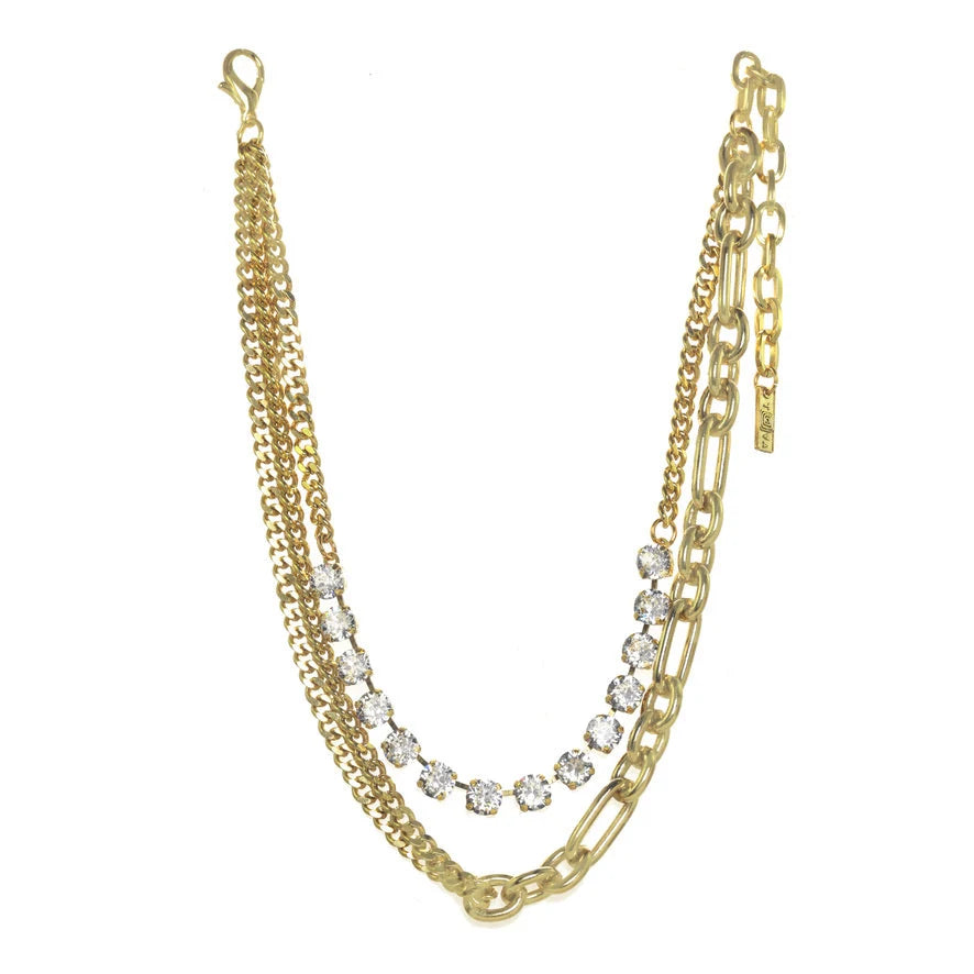 TOVA: CRICKET NECKLACE -ANTIQUE GOLD /CLEAR