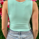 ISLAND AQUA SQUARE NECK TANK