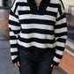 B&W STRIPE ZIP SWEATER