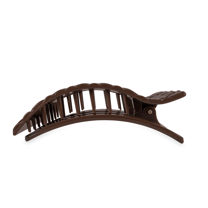 TELETIES: QUILTED LARGE FLAT RECTANGLE CLIP- TRULY TAUPE
