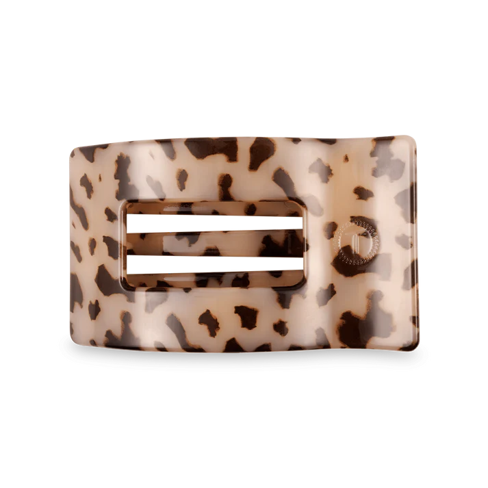 TELETIES: MEDIUM FLAT RECTANGLE CLIP- BLONDE TORTOISE
