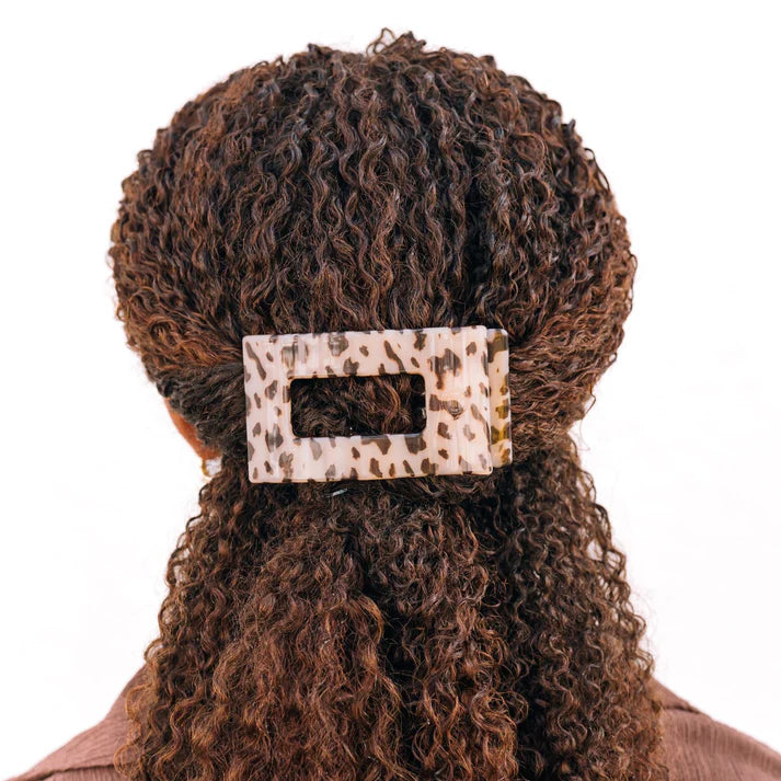 TELETIES: MEDIUM FLAT RECTANGLE CLIP- BLONDE TORTOISE