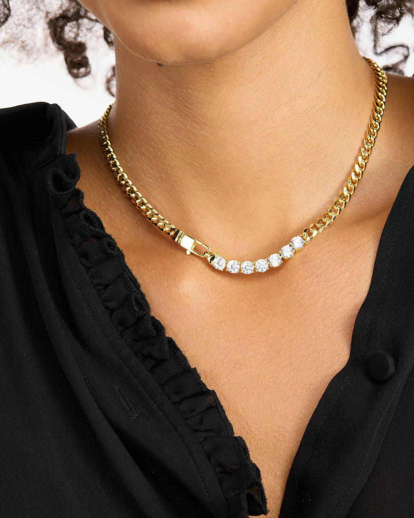 MELINDA MARIA: BABY JULIAN LOVES DIAMONDS NECKLACE- GOLD 18"