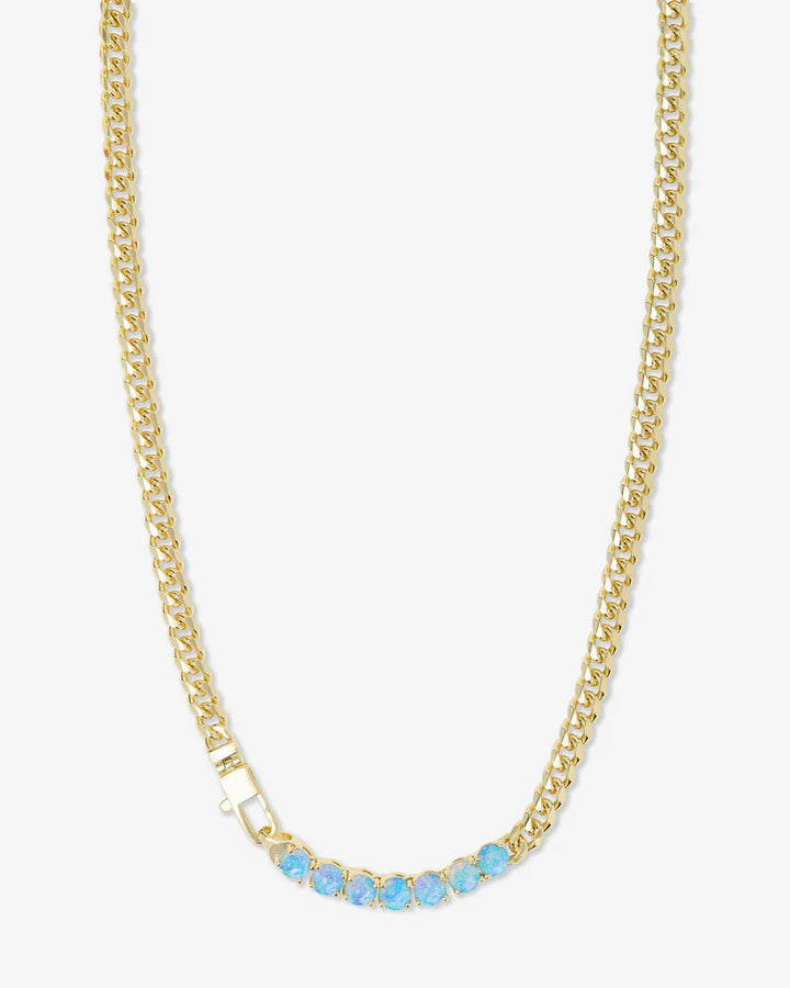 MELINDA MARIA: BABY JULIAN LOVES OPALS NECKLACE- GOLD/BLUE OPAL