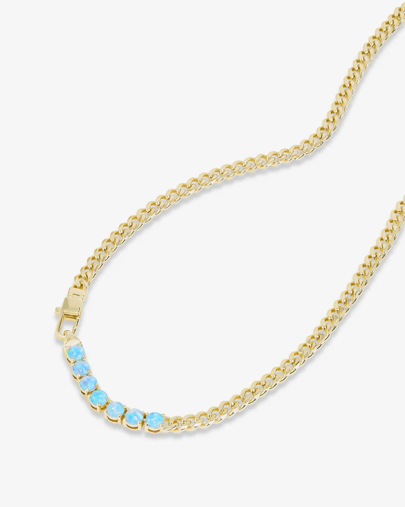 MELINDA MARIA: BABY JULIAN LOVES OPALS NECKLACE- GOLD/BLUE OPAL