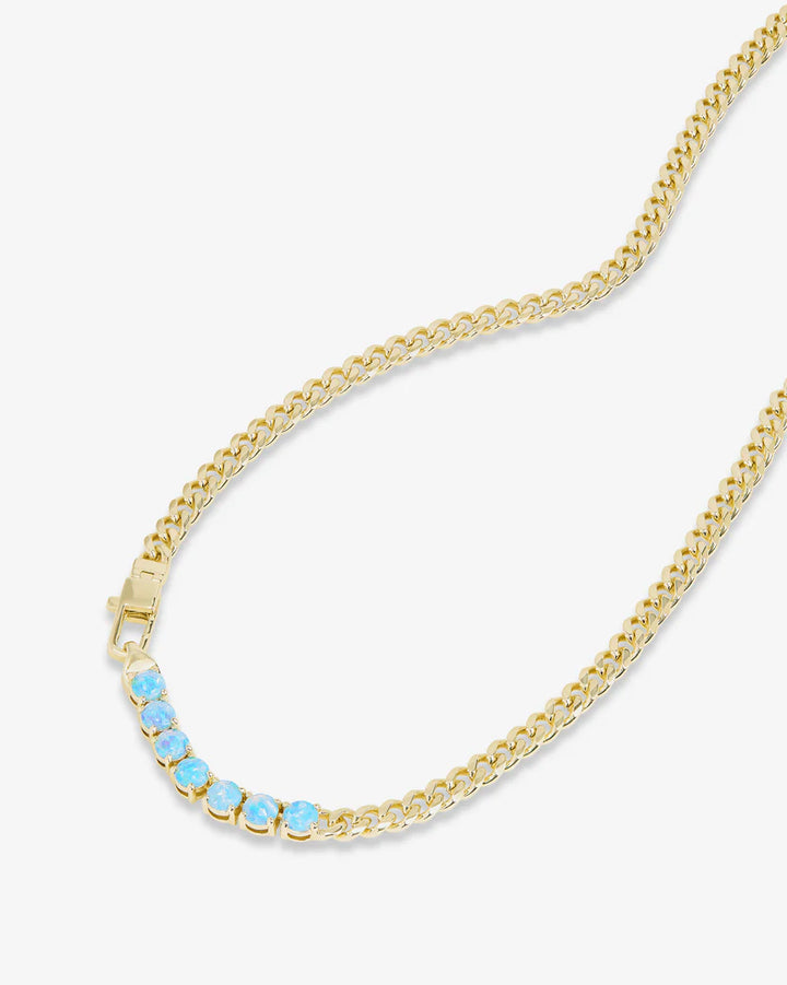 MELINDA MARIA: BABY JULIAN LOVES OPALS NECKLACE- GOLD/BLUE OPAL