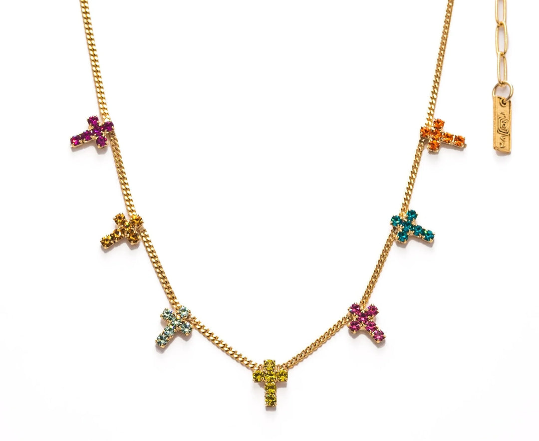 MULTI CROSS NECKLACE- WATERMELON