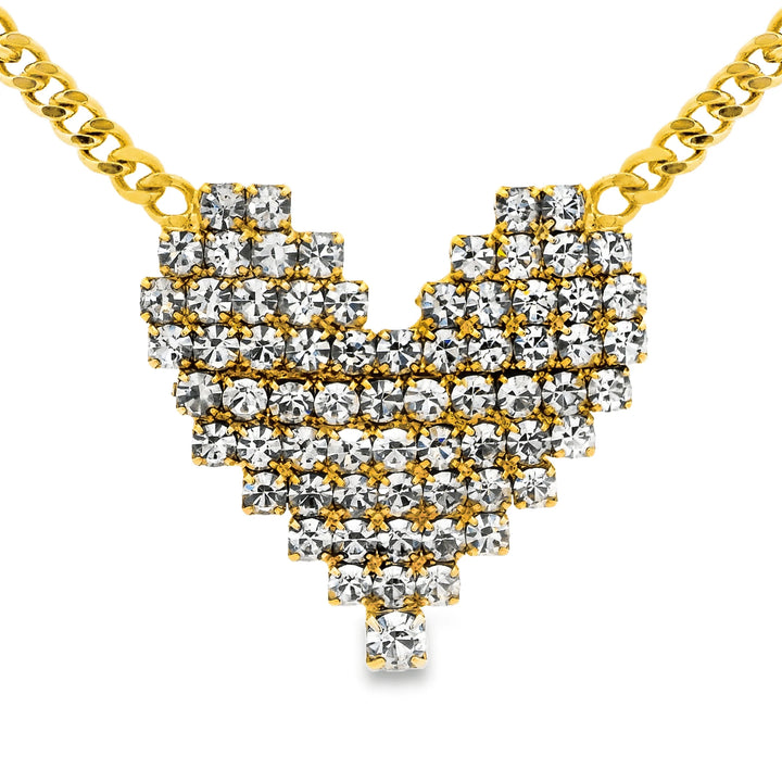 TOVA: CANDY HEART NECKLACE- GOLD/CLEAR