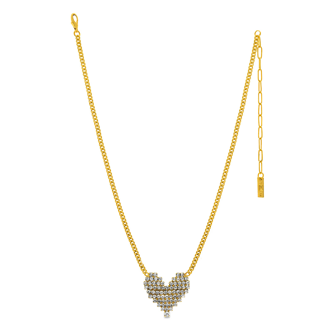 TOVA: CANDY HEART NECKLACE- GOLD/CLEAR