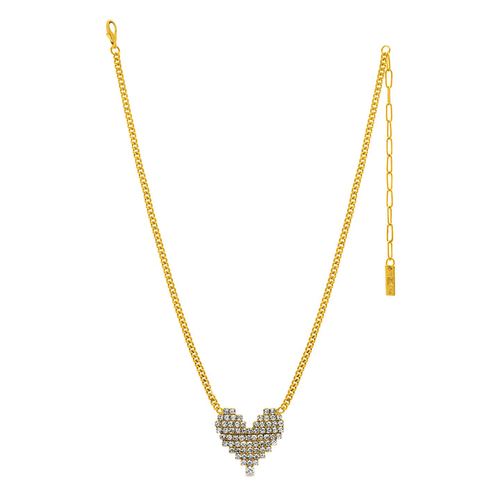 TOVA: CANDY HEART NECKLACE- GOLD/CLEAR