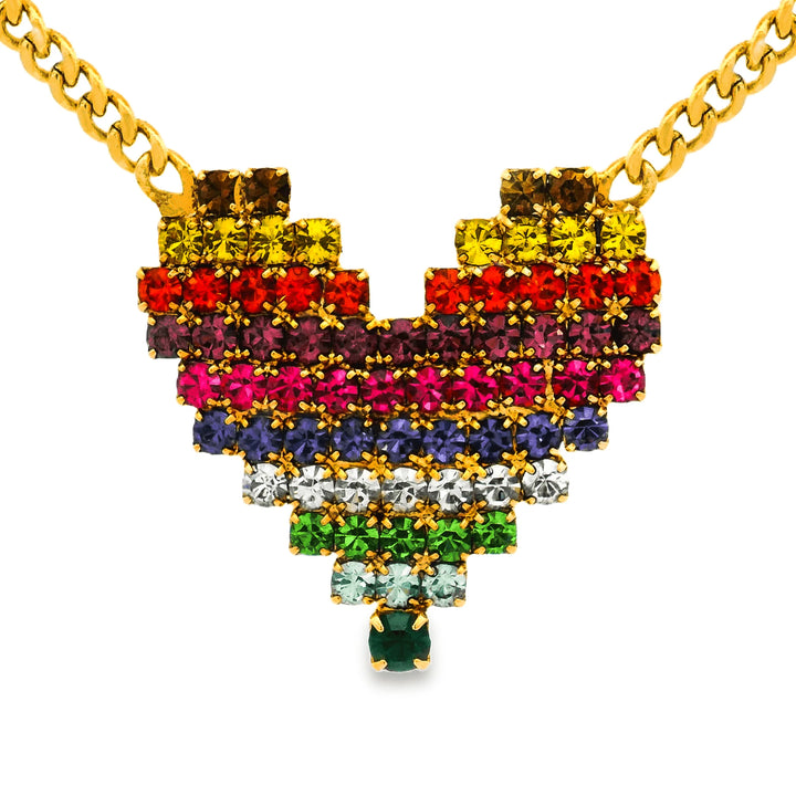 TOVA: CANDY HEART NECKLACE- GOLD/MULTI