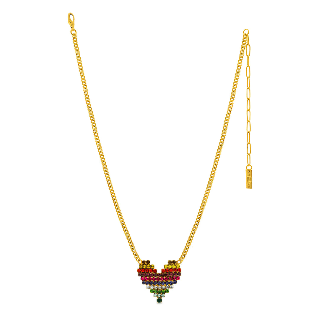 TOVA: CANDY HEART NECKLACE- GOLD/MULTI