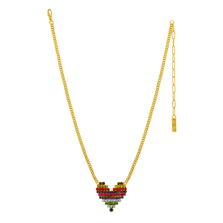 TOVA: CANDY HEART NECKLACE- GOLD/MULTI