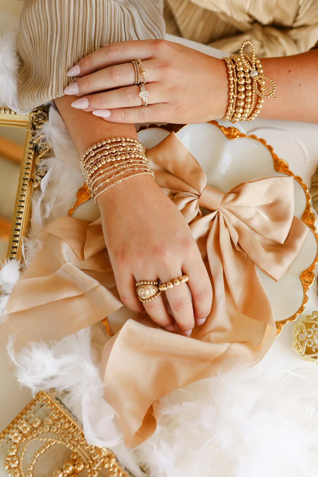 BEADED BLONDES: JUNE BRACELET- CHAMPAGNE