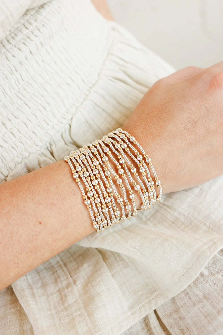 BEADED BLONDES: DAINTY SUTTON BRACELET GOLD &amp; SILVER