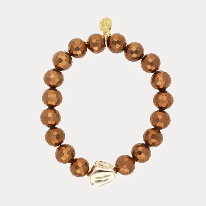 BUDAH GIRL: BEADED DISCO BRACELET- BRONZE