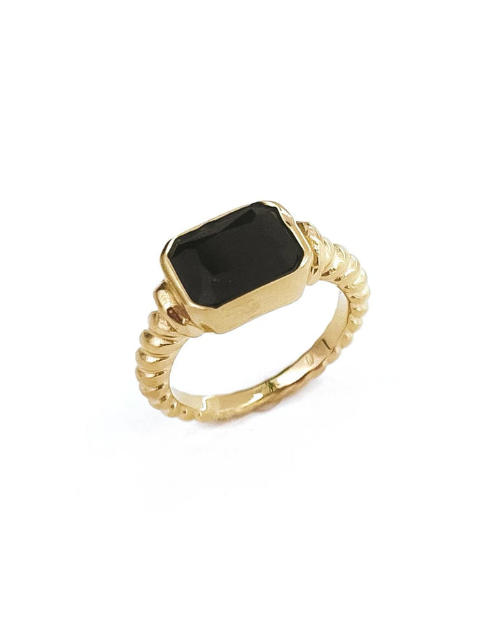 BELJOY: RUNA STONE RING- BLACK